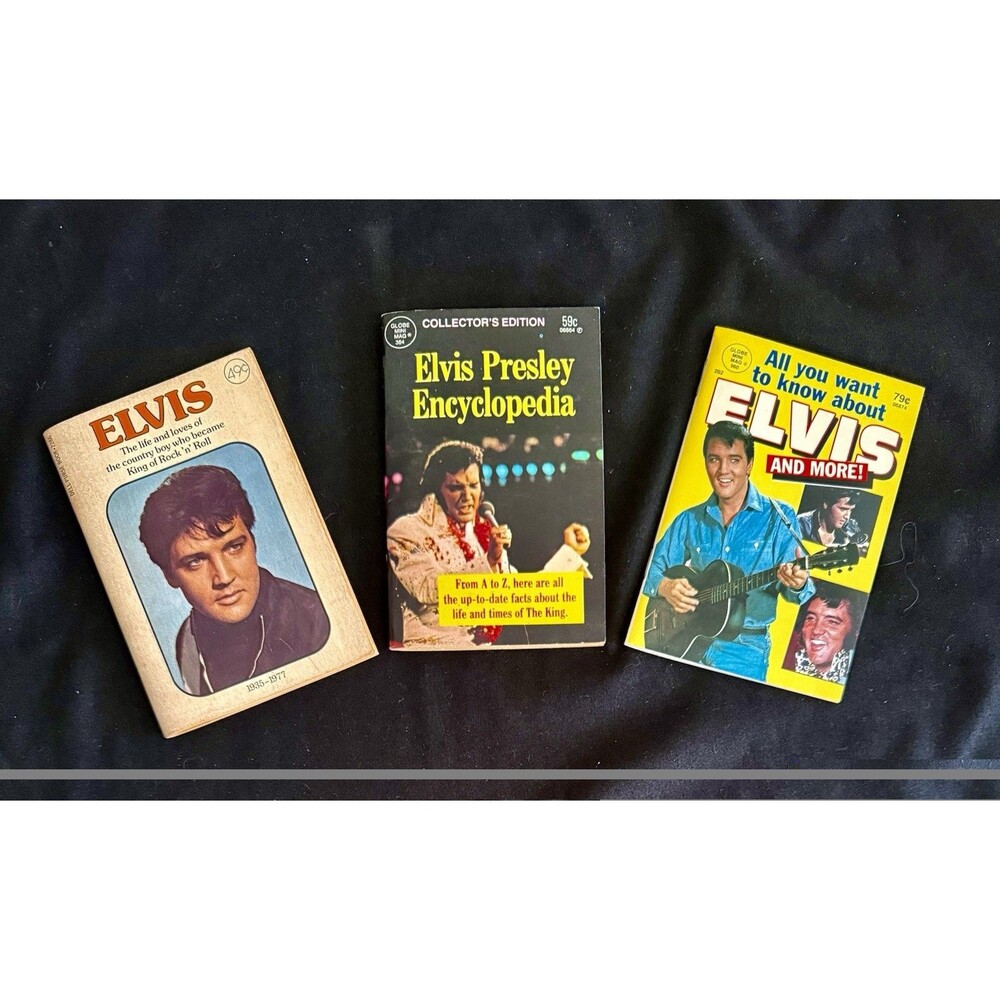 Elvis Presley 3 Vintage Pocket Size Books DELL/GLOBE Mini Mag Original Owner